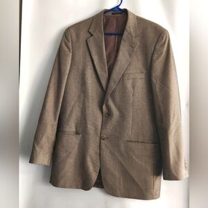 Vintage Club Room Fully Lined Brown Houndstooth Classic Sport Coat Size 42L